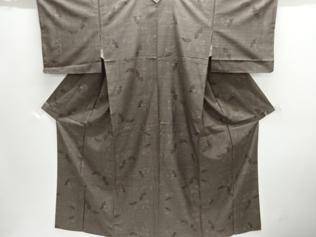 JAPANESE KIMONO / SILK / DORO OSHIMA TSUMUGI / WOVEN FLORAL PLANTS